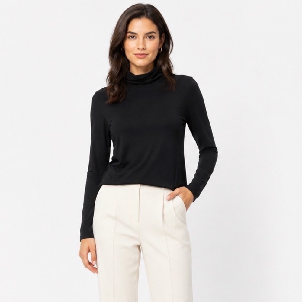 The Limited Black Long Sleeve Turtleneck Top XS Preppy Chic Goth Academia 115-10